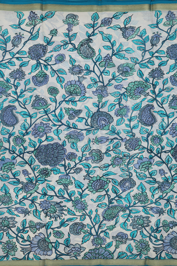 Crepe Saree In Beige With Floral Design