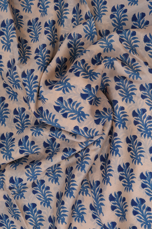 Crepe Saree In Beige With Floral Printed Design