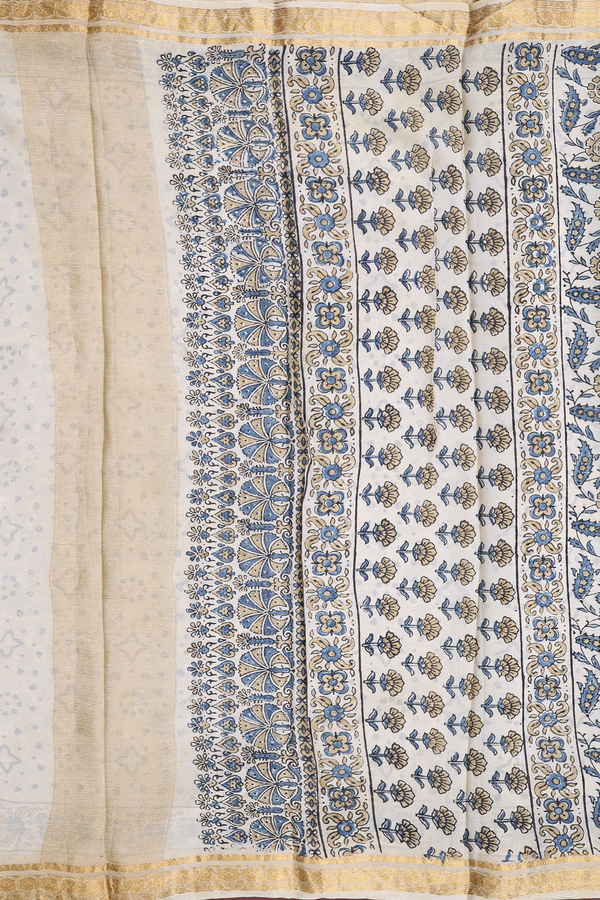 Crepe Saree In Beige With Floral Printed Design