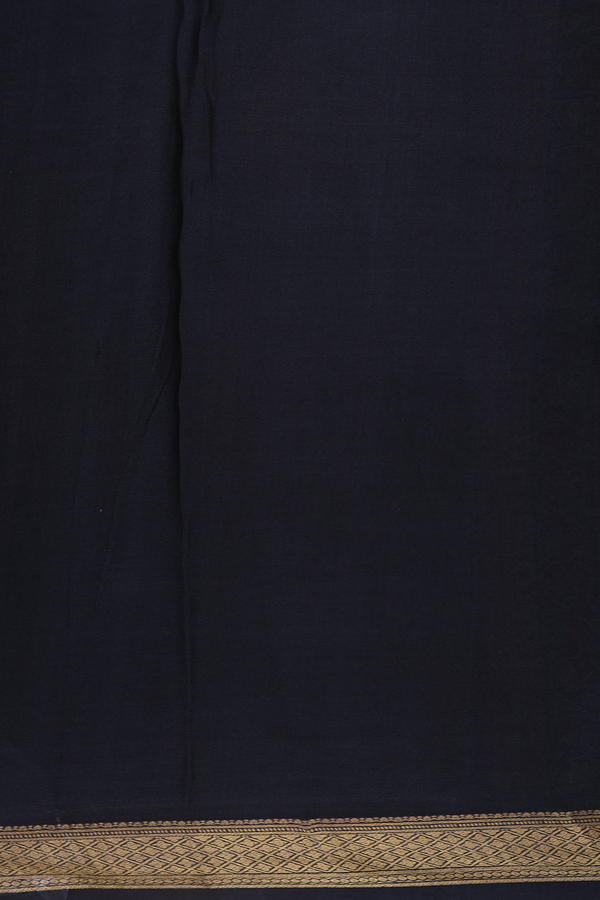 Crepe Saree In Black With Floral Design