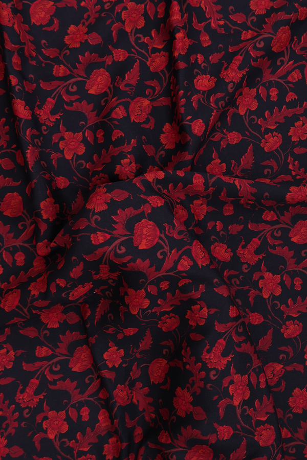 Crepe Saree In Black With Floral Design