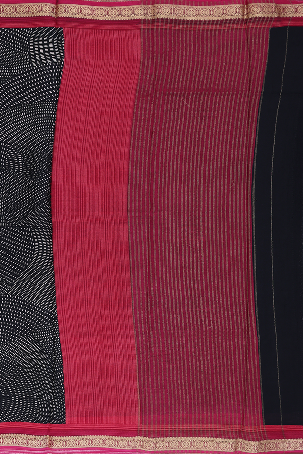 Crepe Saree In Black With Printed Design