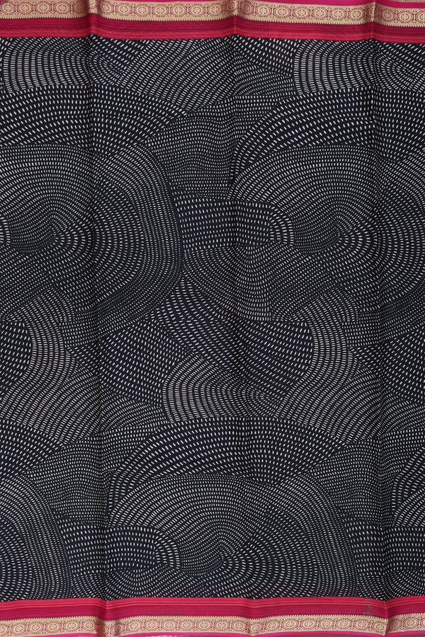 Crepe Saree In Black With Printed Design