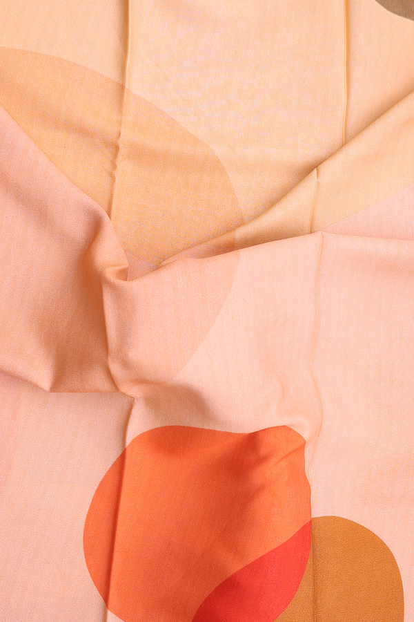 Crepe Saree In Peach Pink With Allover Design