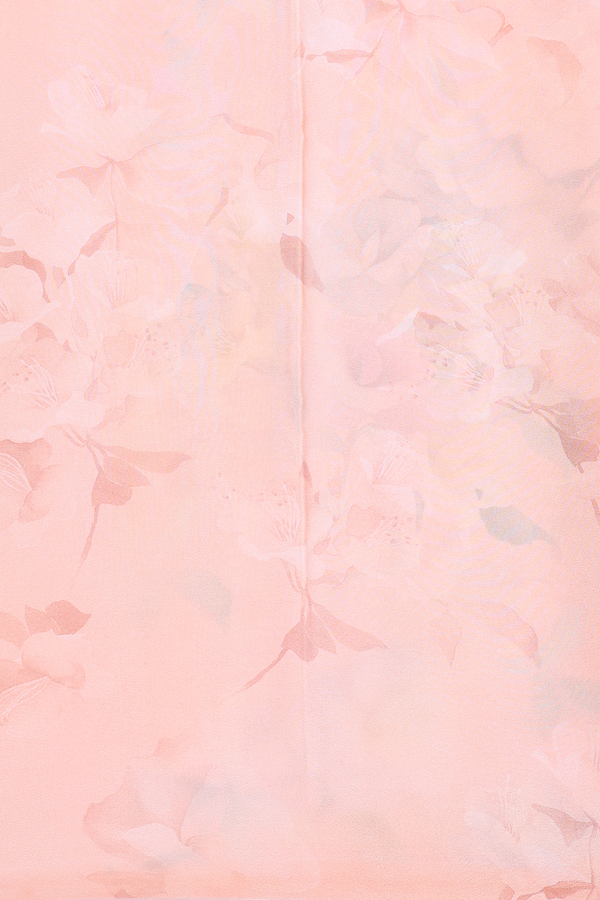 Crepe Saree In Blush Orange With Floral Design