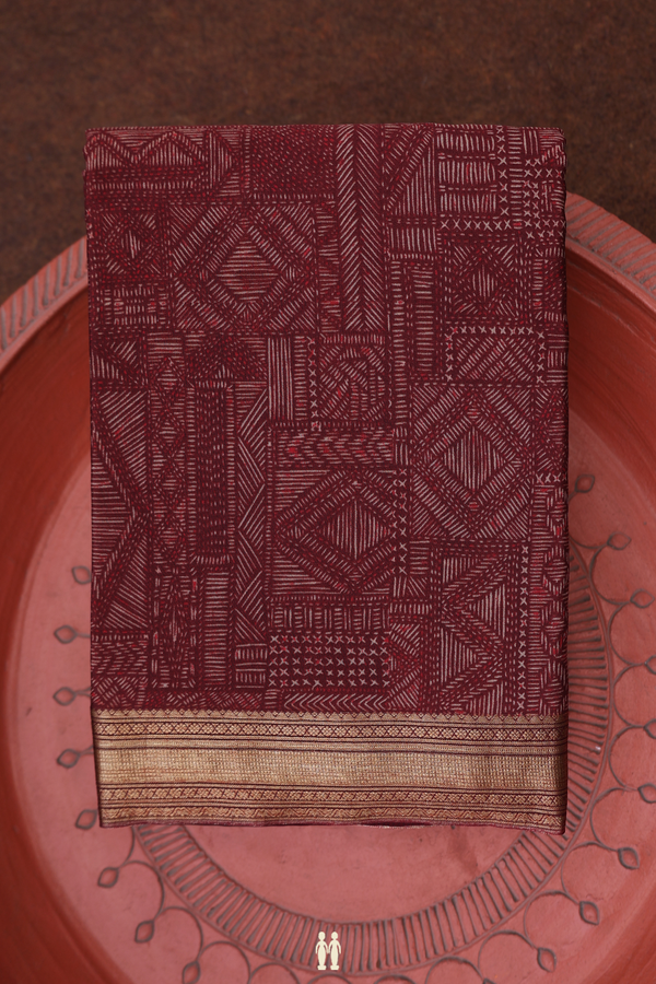 Crepe Saree In Maroon With Printed Design