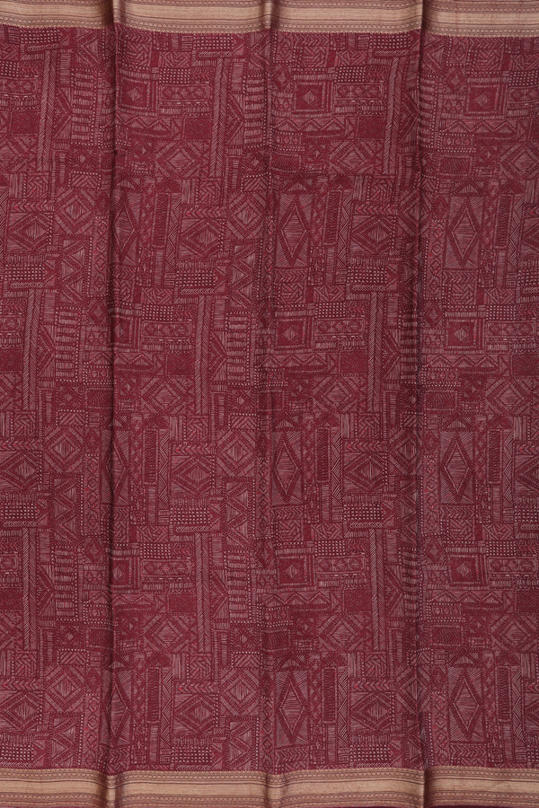 Crepe Saree In Maroon With Printed Design