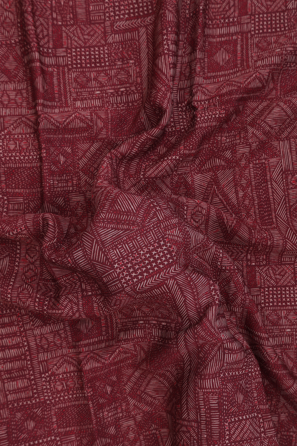 Crepe Saree In Maroon With Printed Design