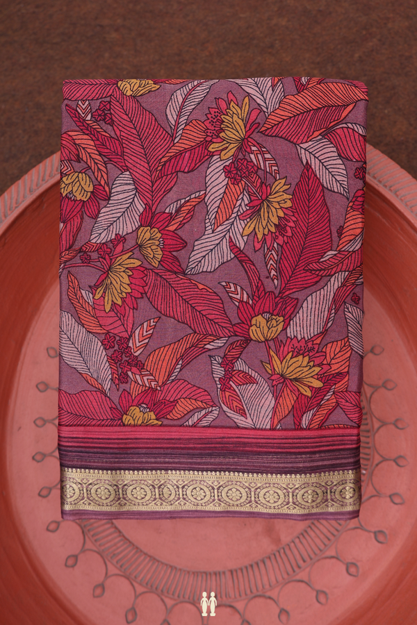 Crepe Saree In Plum Brown With Allover Design