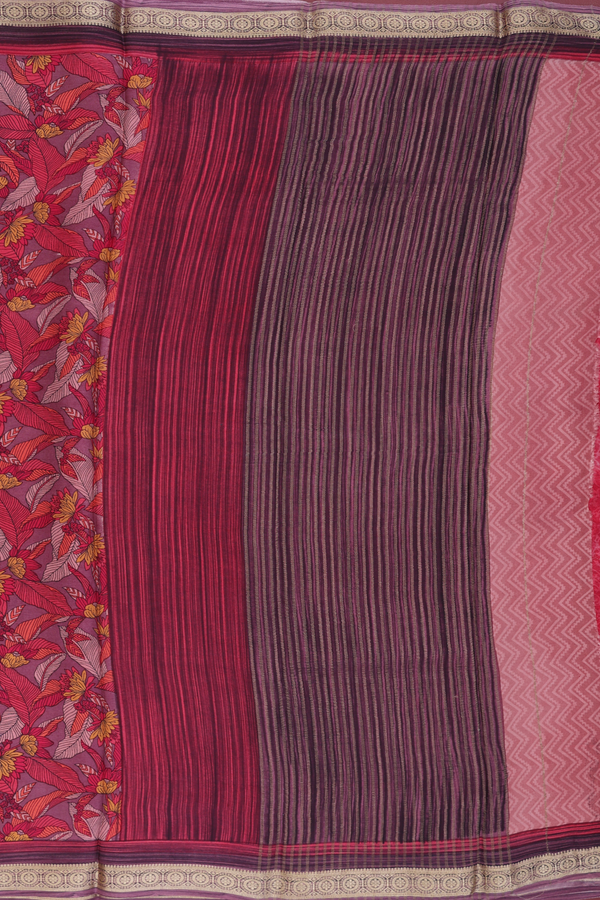 Crepe Saree In Plum Brown With Allover Design