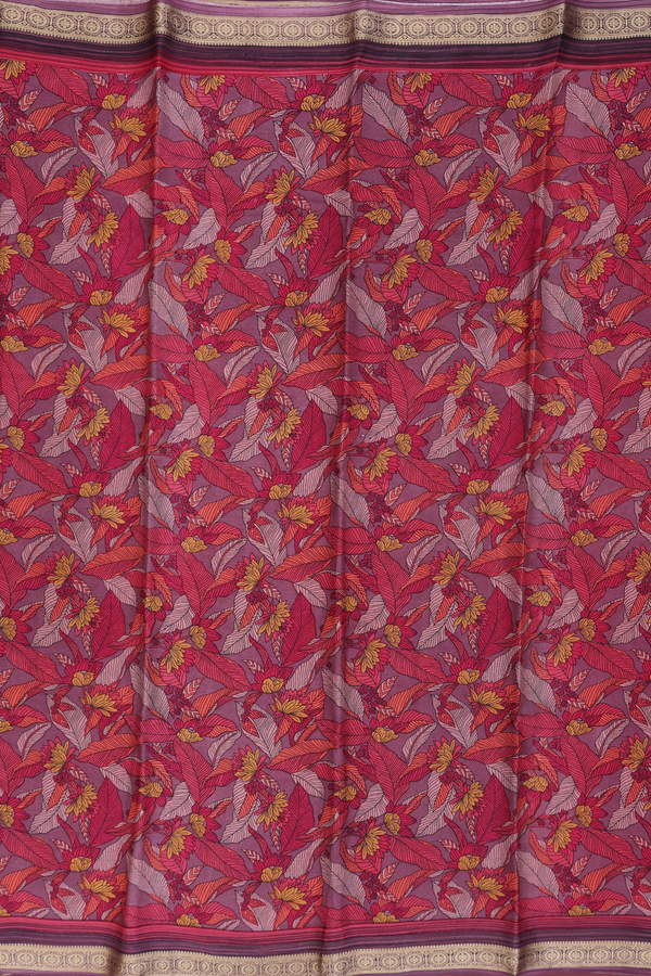 Crepe Saree In Plum Brown With Allover Design