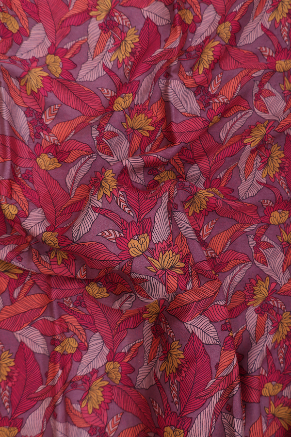 Crepe Saree In Plum Brown With Allover Design