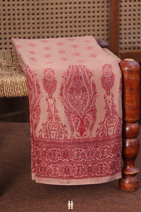 Crepe Saree In Dusty Brown With Printed Buttas