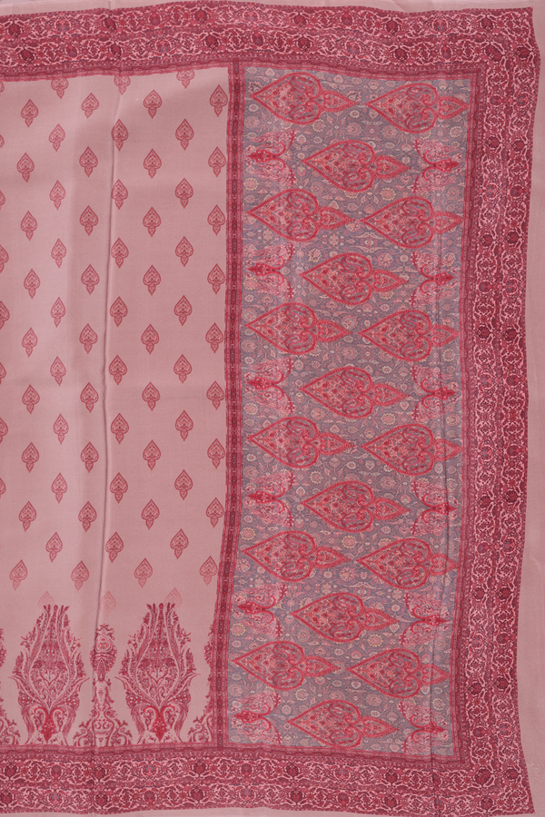 Crepe Saree In Dusty Brown With Printed Buttas