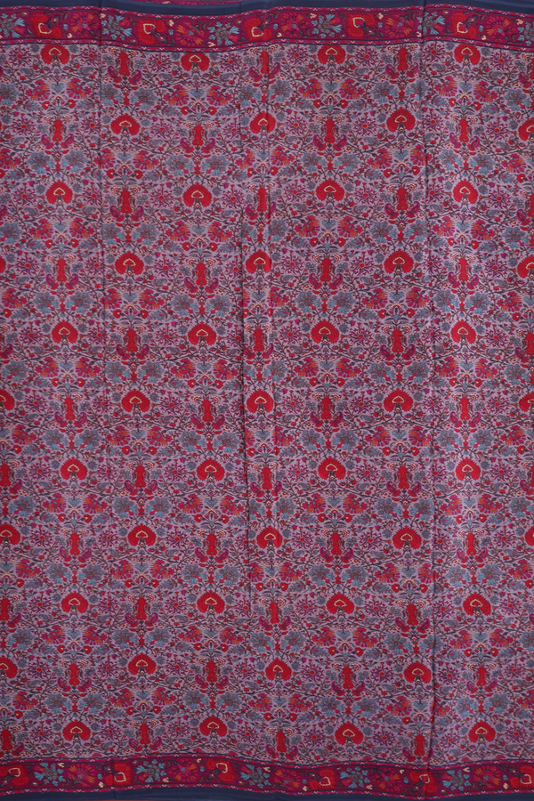 Crepe Saree In Dusty Purple With Floral Printed Design