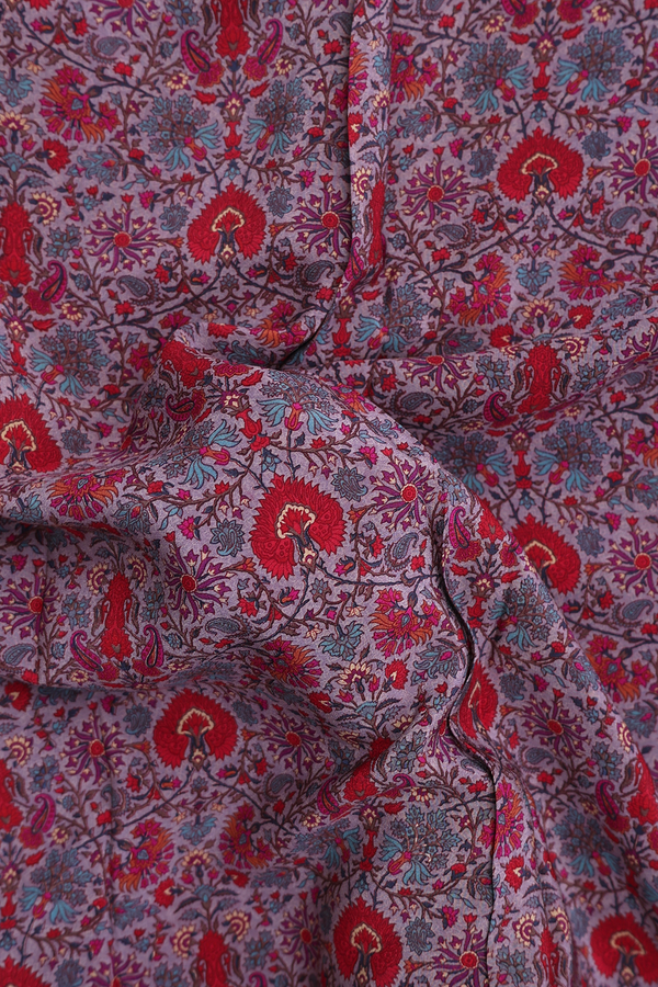 Crepe Saree In Dusty Purple With Floral Printed Design