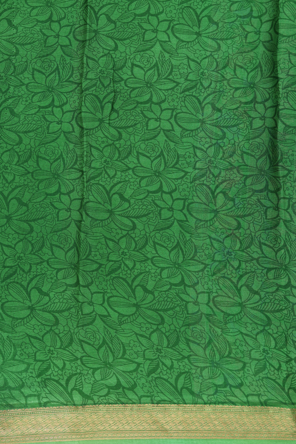 Crepe Saree In Fern Green With Floral Design