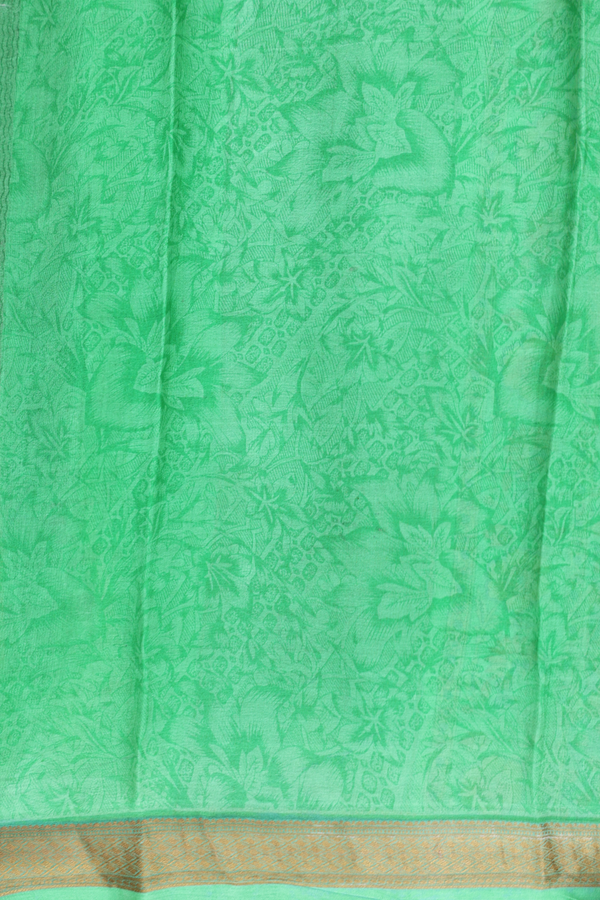 Crepe Saree In Green With Floral Design