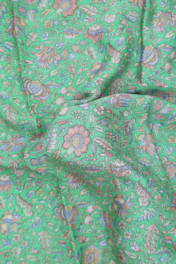 Crepe Saree In Green With Floral Design