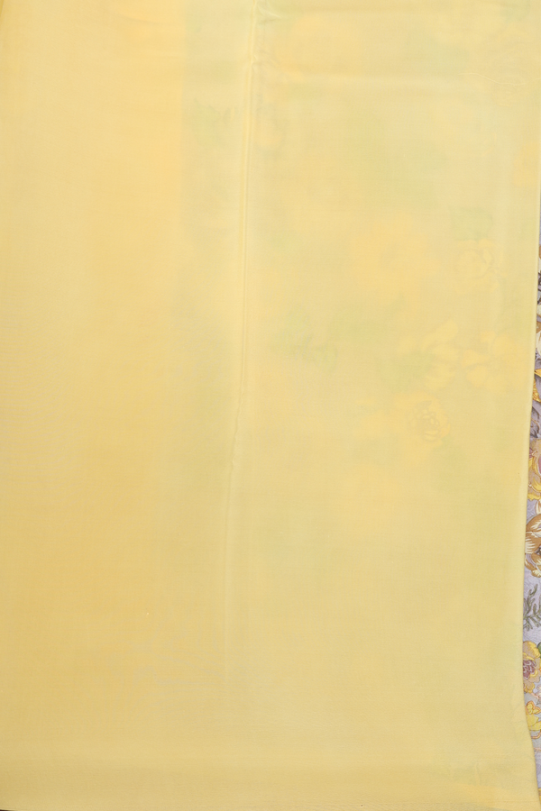 Crepe Saree In Greyish Green With Floral Design