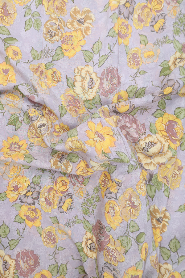 Crepe Saree In Greyish Green With Floral Design