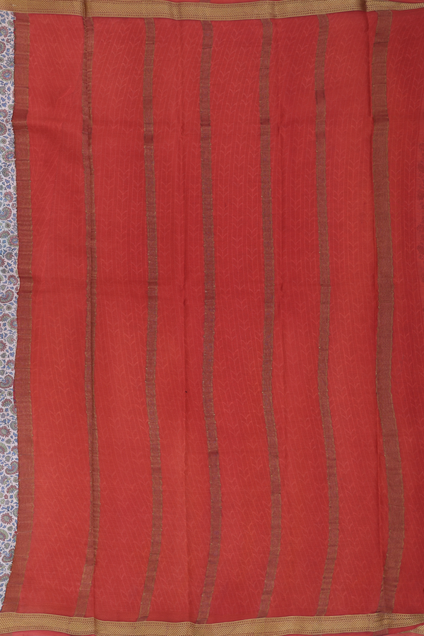 Crepe Saree In Ivory With Floral Design