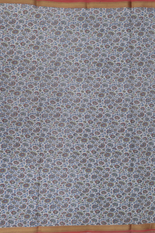 Crepe Saree In Ivory With Floral Design