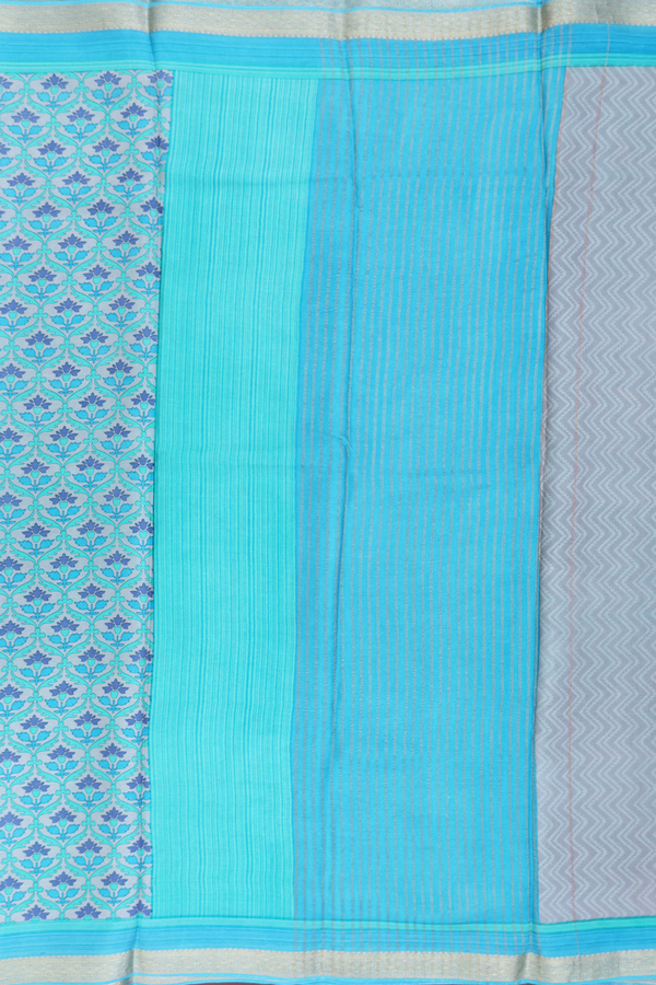 Crepe Saree In Light Grey With Floral Design