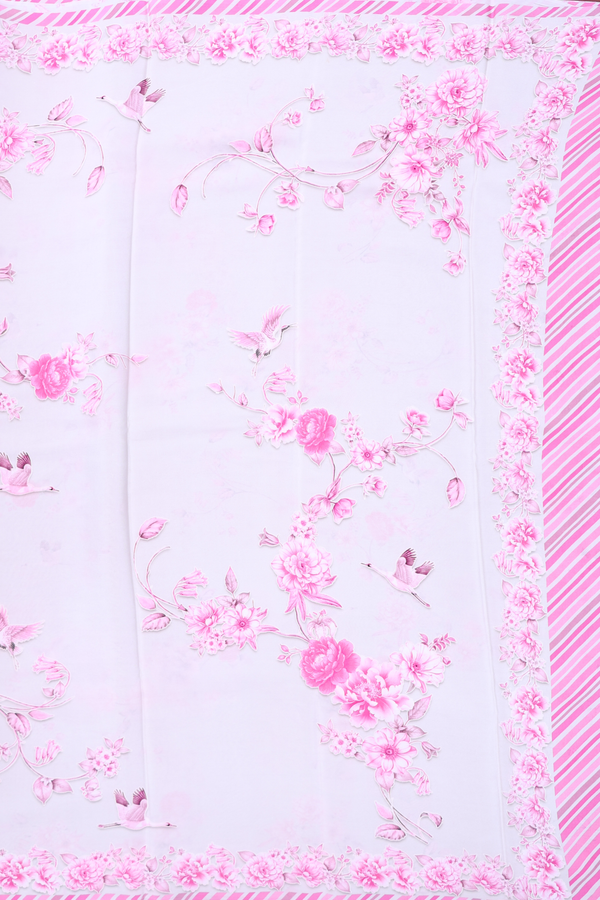 Crepe Saree In Light Grey With Floral Design
