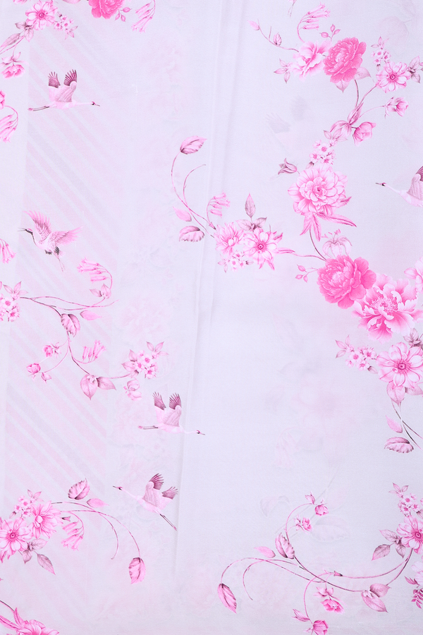 Crepe Saree In Light Grey With Floral Design
