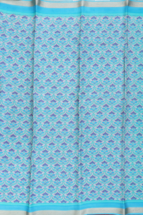 Crepe Saree In Light Grey With Floral Design