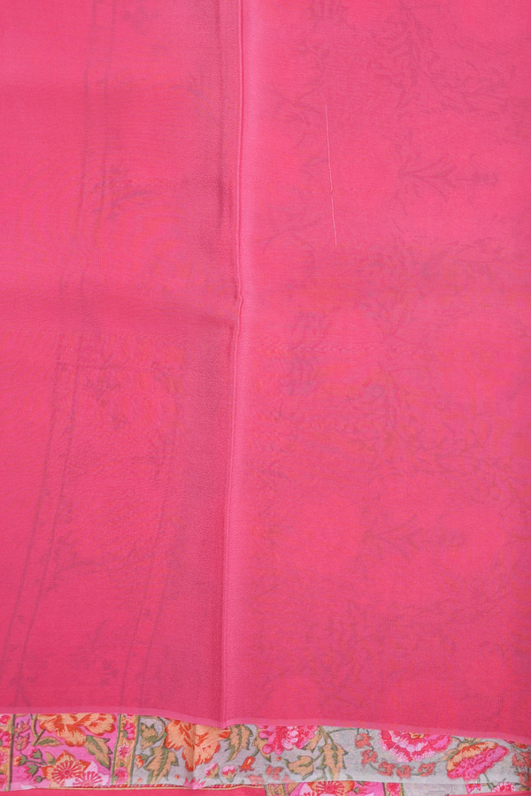 Crepe Saree In Light Sage Green With Floral Printed Design