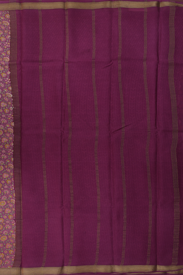 Crepe Saree In Dusty Lavender With Floral Design