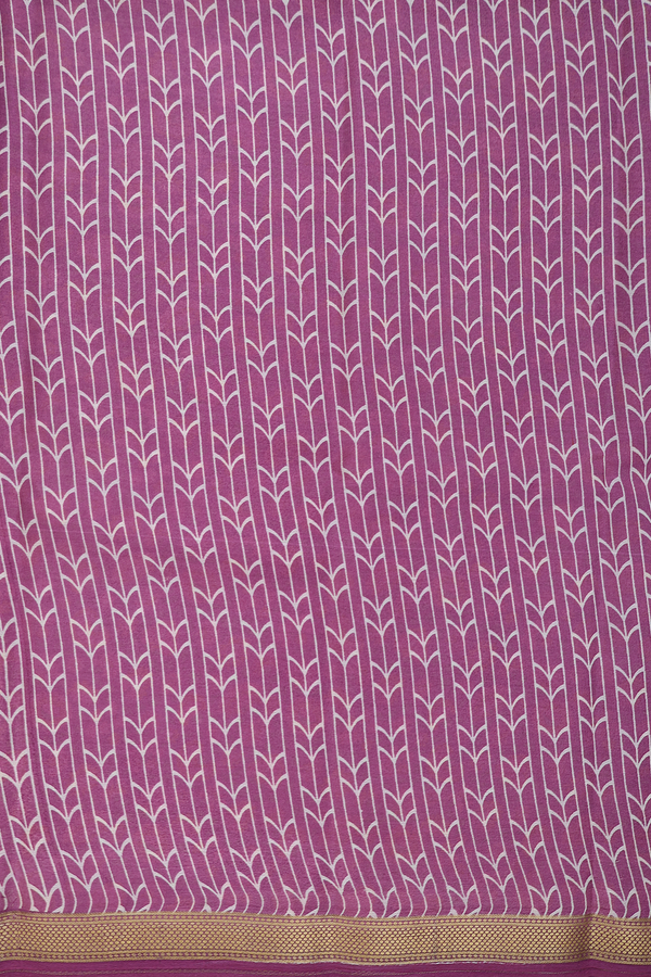 Crepe Saree In Dusty Lavender With Floral Design