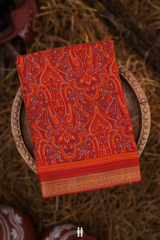 Crepe Saree In Multicolor With Allover Printed Design