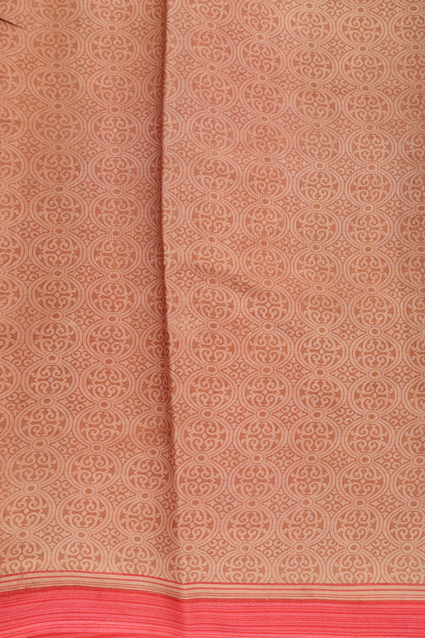 Crepe Saree In Ochre Orange With Scallop Design