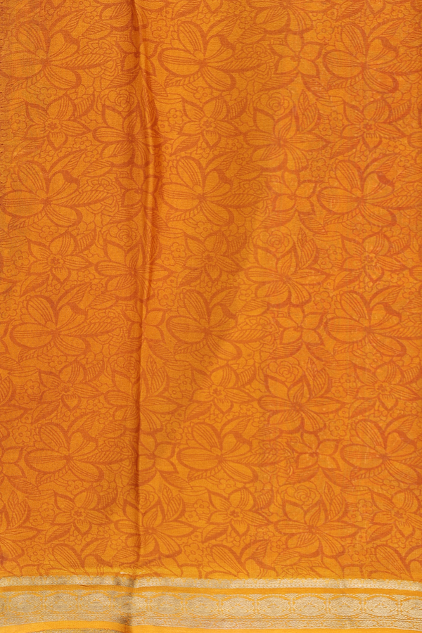 Crepe Saree In Orange With Paisley Design