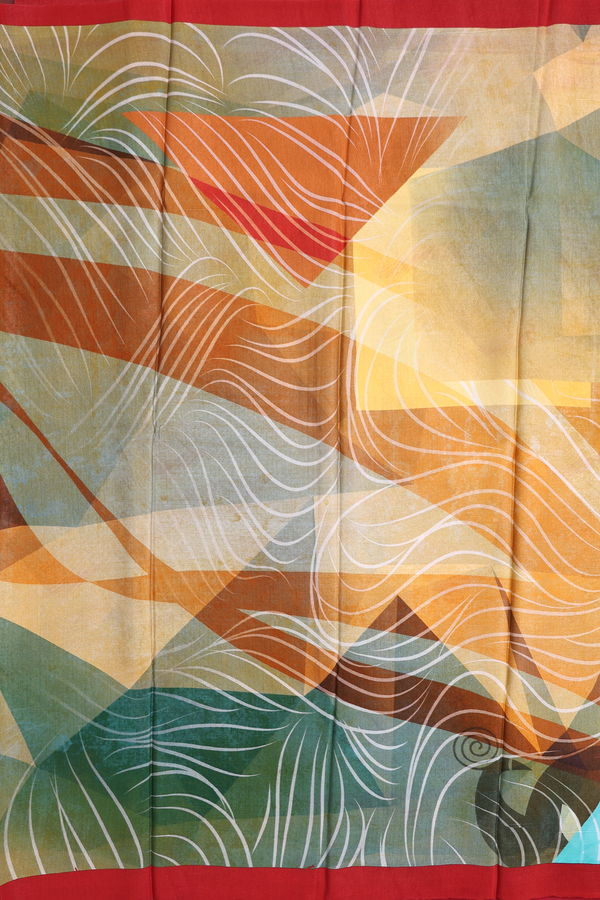 Crepe Saree In Yellow With Printed Design