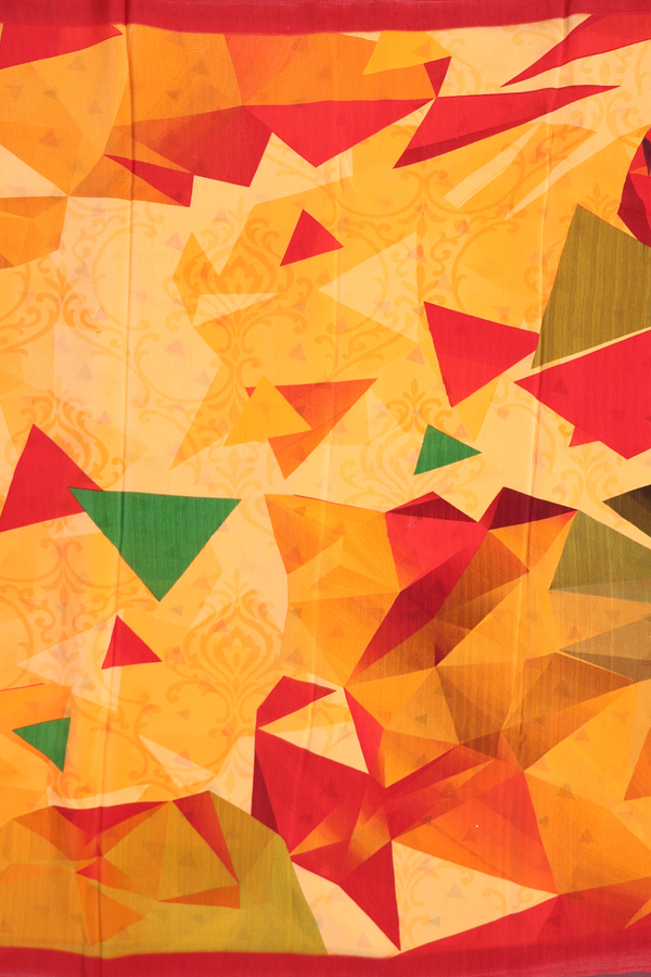 Crepe Saree In Orange With Printed Design