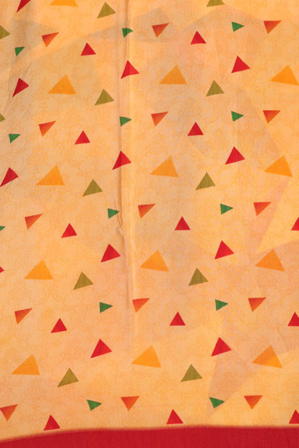 Crepe Saree In Orange With Printed Design