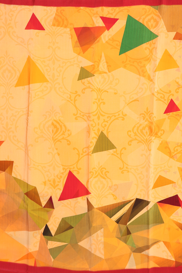 Crepe Saree In Orange With Printed Design