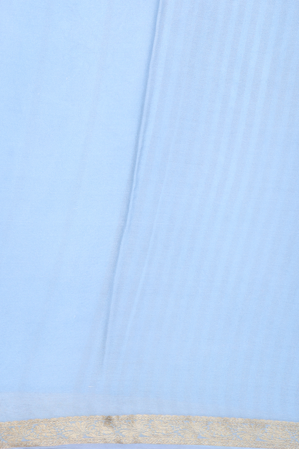 Crepe Saree In Pastel Blue With Floral Design