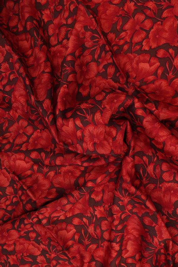 Crepe Saree In Brown With Floral Design