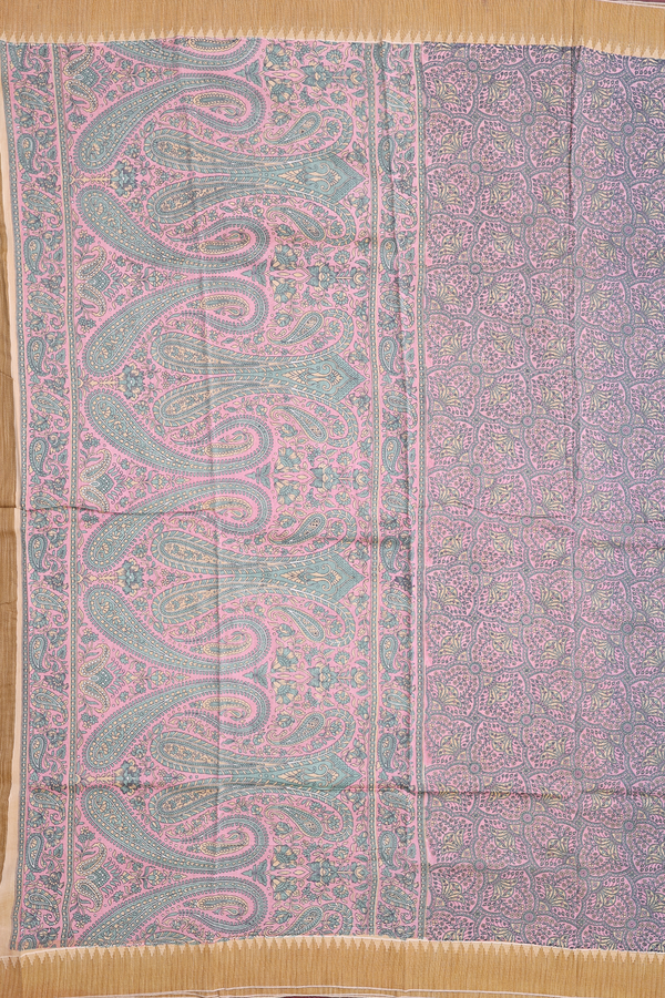 Crepe Saree In Pink With Floral Printed Design