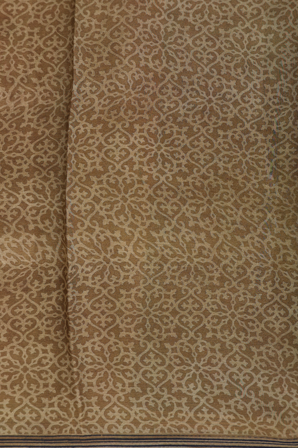 Crepe Saree In Prussian Blue With Floral Design