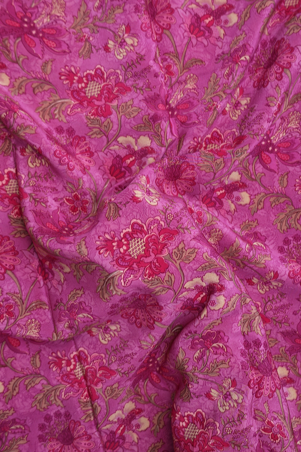 Crepe Saree In Purple With Floral Printed Design