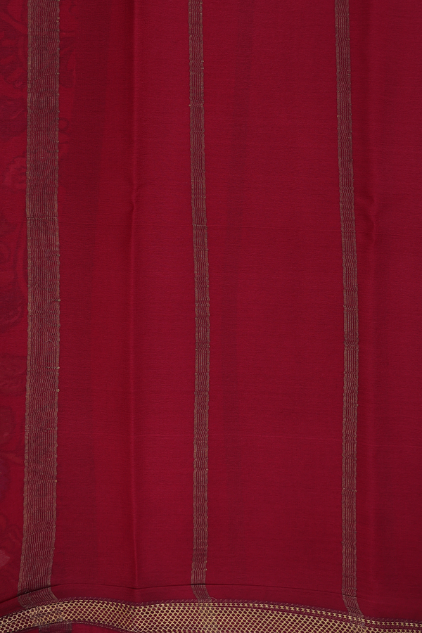 Crepe Saree In Red With Floral Design