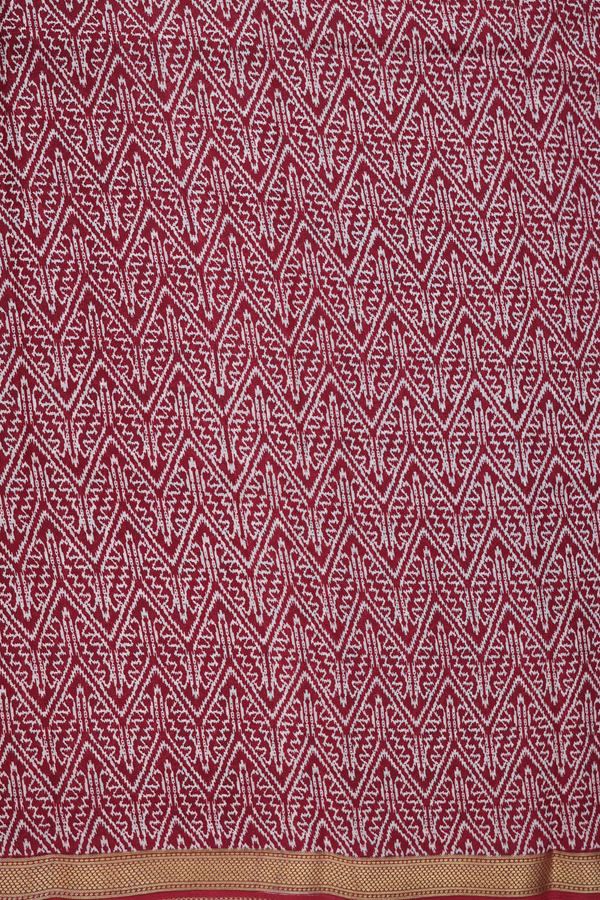 Crepe Saree In Red With Floral Design