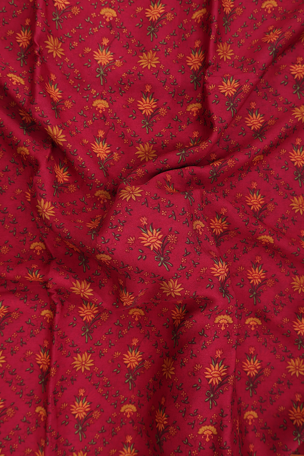 Crepe Saree In Red With Floral Printed Design