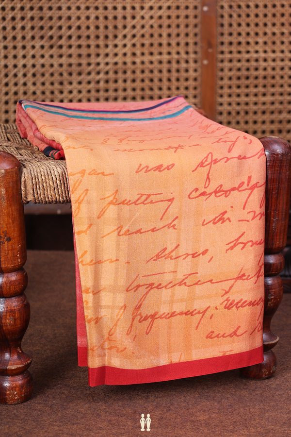 Crepe Saree In Red With Printed Design